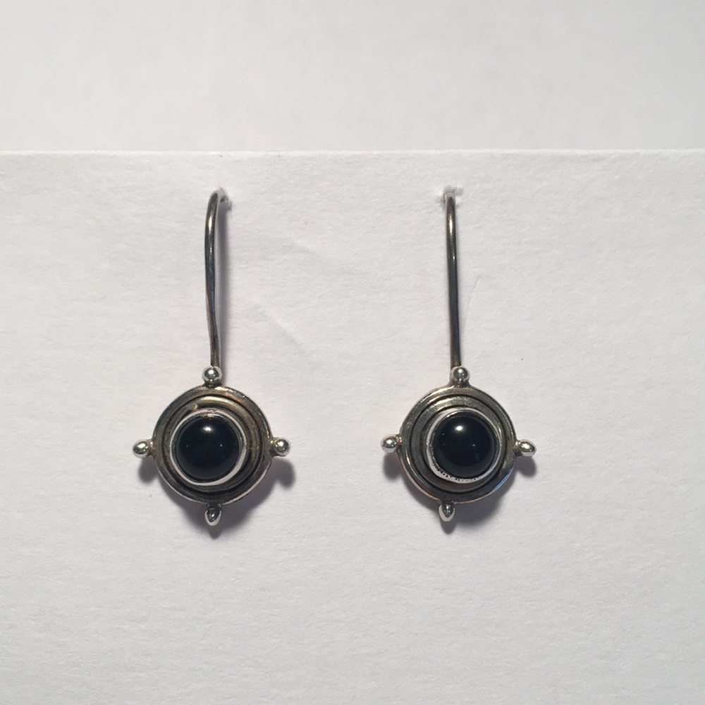 Sterling Silver Onyx Dangle Earrings